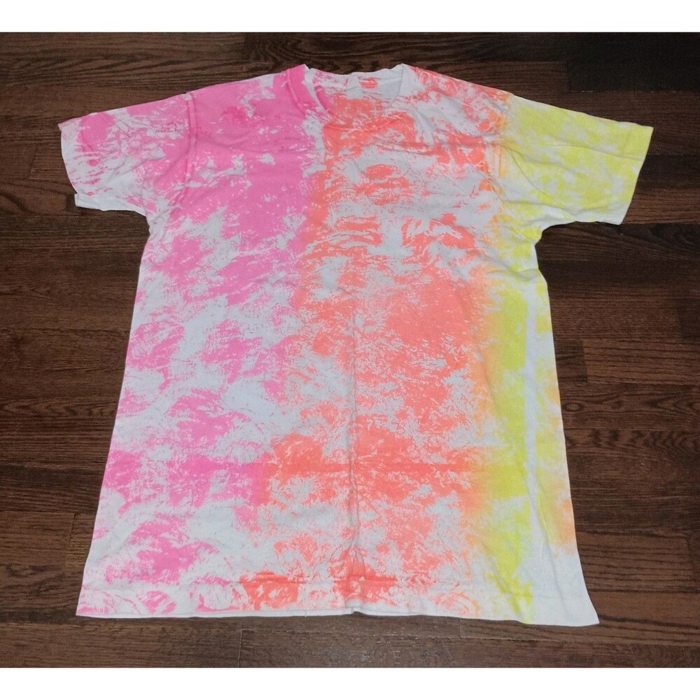 Vintage Hand Painted Shirt Mens XL Single Stitch T-Shirt Multicolor Neon